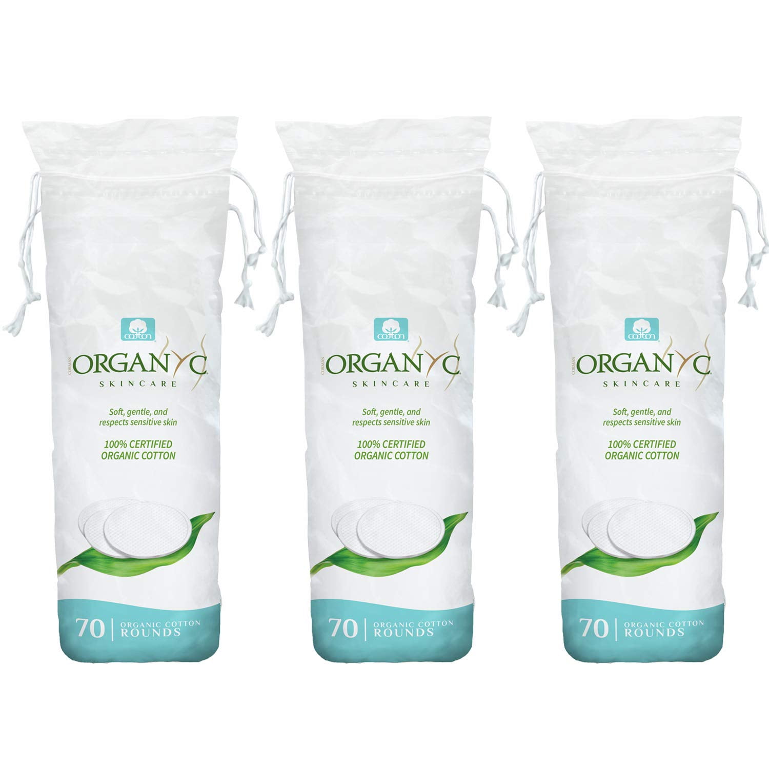 Organyc - Cotton Rounds, 100% Algodón Orgánico, Biodegradable, 210 Quilates