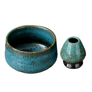 Genérico - Cuencos De Cerámica Matcha Con Soporte Para Batidor Para Mesa, Hogar, Ceremonial Tradicional, Azul