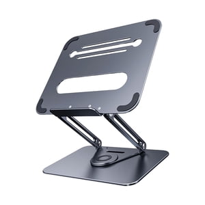 Bothyi - Soporte Para Computadora Portátil Para Escritorio Con Base Giratoria 360 Elevador Para Computadora Portátil Doble Eje Giratorio Gris