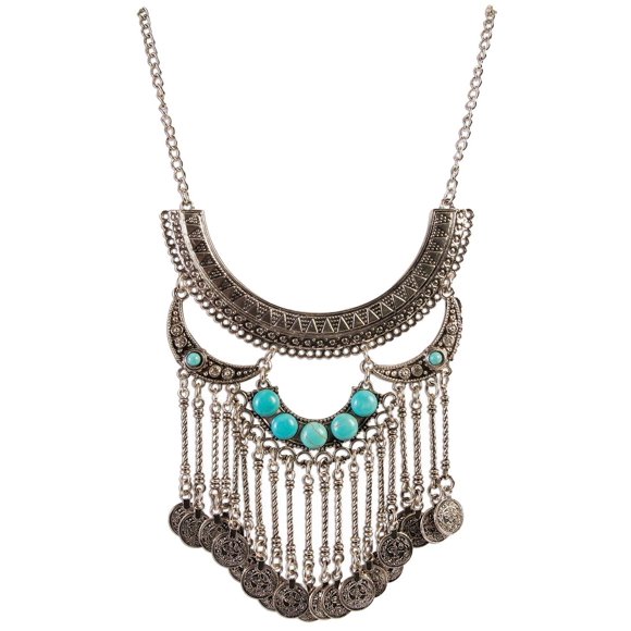 Collar Forum Novelties Western para mujer, color plateado y turquesa