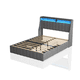 thumbnail image 3 of Full Size Bed Frame with LED, 4 Under-bed Portable Storage Drawers, Wings Headboard Design, Light Grey, 3 of 3