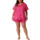 thumbnail image 2 of Agnes Orinda Conjunto de Pijamas Talla Grande para Mujeres Escuela Universidad Abotonado Estrellas Manga Corta Ropa de Dormir 4X Rosa Fucsia, 2 of 6