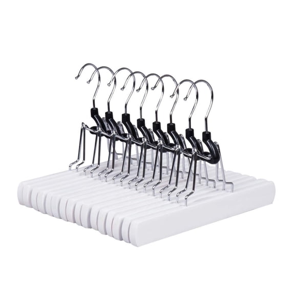Perchas para pantalones Amber Home de madera blanca con terciopelo antideslizante (10)
