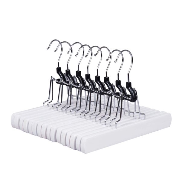 Perchas para pantalones Amber Home de madera blanca con terciopelo antideslizante (10)