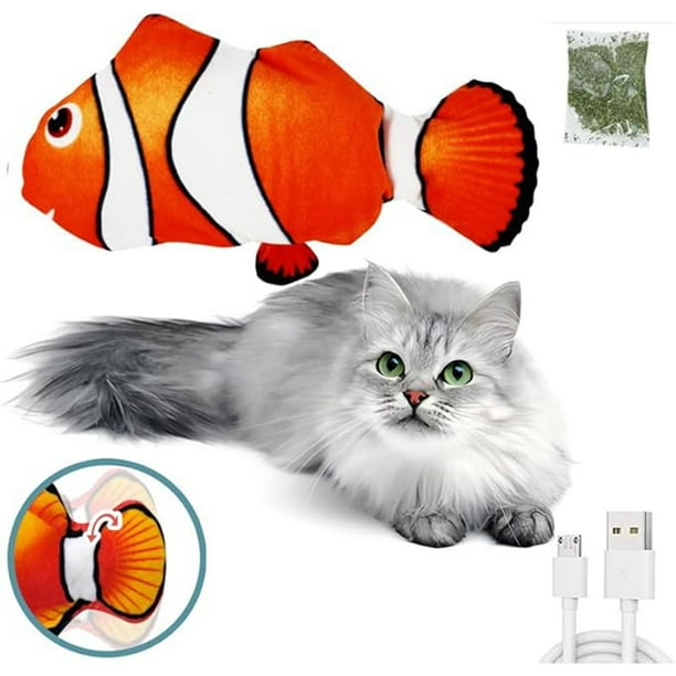 Juguetes Para Gatos - Juguetes Interactivos Para Gatos, Peces Eléctricos Simulados De Peluche Móvil Con Carga Usb, Desmontables Y Limpios, Atrayendo La Atención De Los Gatos