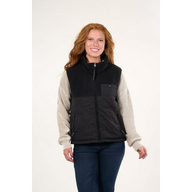 Polar Sin Mangas Look Sherpa Con Acolchado Negro Mujer