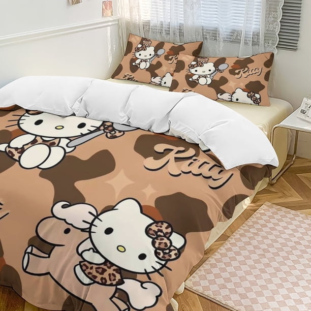 Hello Kitty 3-Piece Twin Bed Set - Includes 1 Single Comforter And 2 Pillowcases Bedding - Fade Resistant Microfiber - Hello Kitty