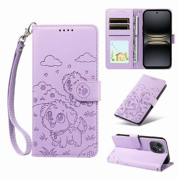 Funda Billetera FOXDOCK Compatible con Tecno Spark 40C, Diseño Perrito Tierno, Ranuras para Tarjetas y Soporte Plegable