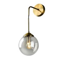 Magideal - Lámpara De Pared De Cristal Dorada Moderna, Lámpara De Pared Ajustable Nórdica, Candeliere De Pared Industrial Para Dormitorio De , Vidrio Gris B Cristal Gris