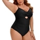 thumbnail image 4 of Agnes Orinda Traje de Baño de una Pieza para Mujer de Talla Grande, Control de Abdomen, Corte Push Up, Cintura Alta, Fruncido, Playa, 3X Negro, 4 of 8