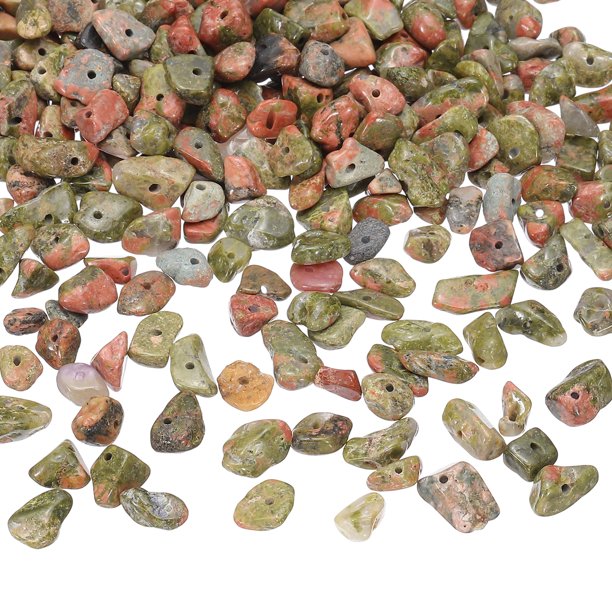 Uxcell Cuentas de Piedra Chip, 350Pcs Cristales Piedras Preciosas Irregulares Cuentas Sueltas para Hacer Joyas DIY, Rojo Verde