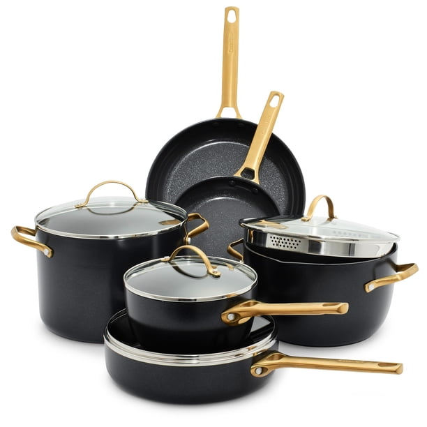 Batería de cocina GreenPan de aluminio anodizado duro con recubrimiento cerámico antiadherente, 10 piezas