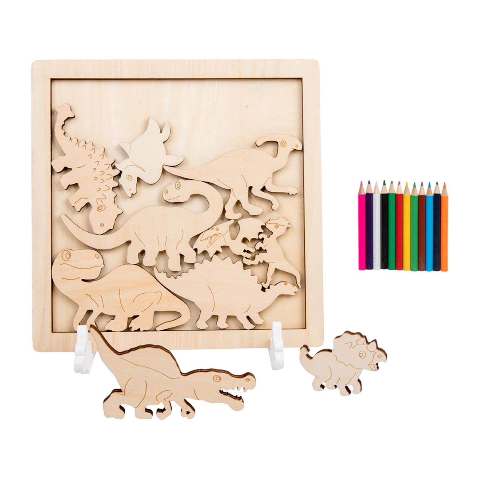 Gazechimp - Rompecabezas De Madera De Dibujos Animados Materiales Montessori Regalos De Cumpleaños Estilo Creativo D