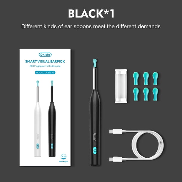 Dr.Isla Wireless WiFi Ear Pick Otoscope Camera Borescope Luminous Ear Wax Cleaning Teeth Oral Inspection Health Care Ear Cleaner
