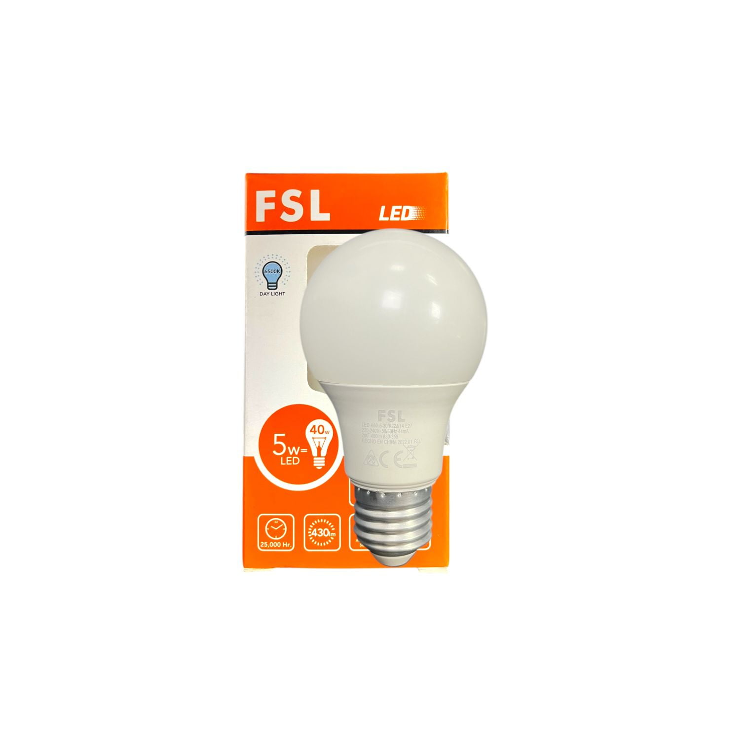 Pack X3 Ampolletas Led A60 5w E27 Universal Luz Fria Fsl