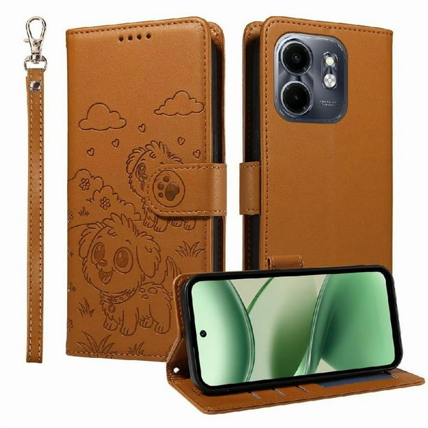 Funda Billetera FOXDOCK Compatible con Infinix Hot 50i 4G, Diseño Perrito Tierno, Ranuras para Tarjetas y Soporte Plegable