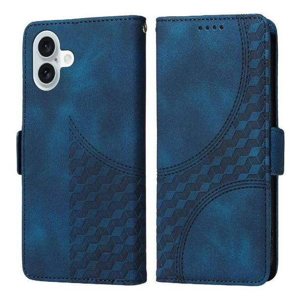 Carcasa FOXDOCK iPhone 16 Plus de cuero PU, diseño acolchado clásico, protección contra caídas y rayones