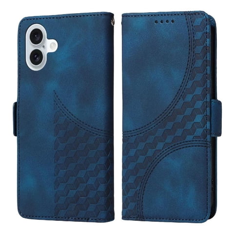 Carcasa Foxdock Iphone 16 Plus De Cuero Pu, Diseño Acolchado Clásico, Protección Contra Caídas Y Rayones