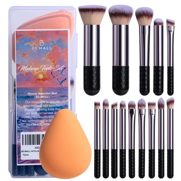 Set de 14 Brochas de Maquillaje Sintéticas Naranja BS-MALL