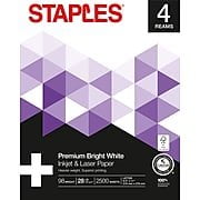 Paper Staples Inyección de tinta y láser, 8,5 x 11, 28 libras, 98 Bright, 4 resmas