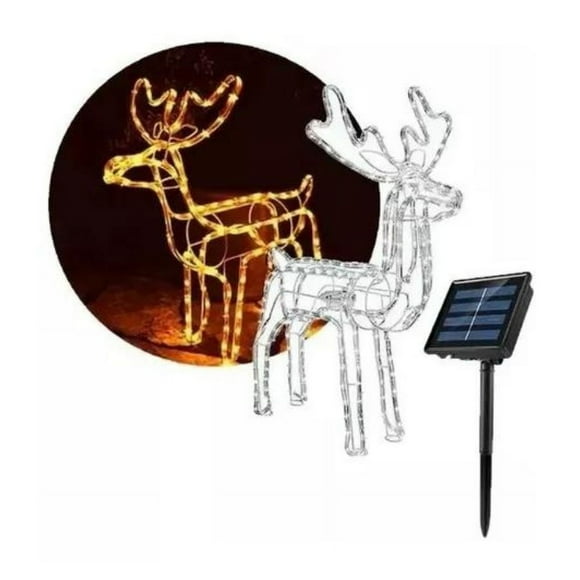 Reno Navideño Luz Led Solar Decorativo 90cm Amarillo