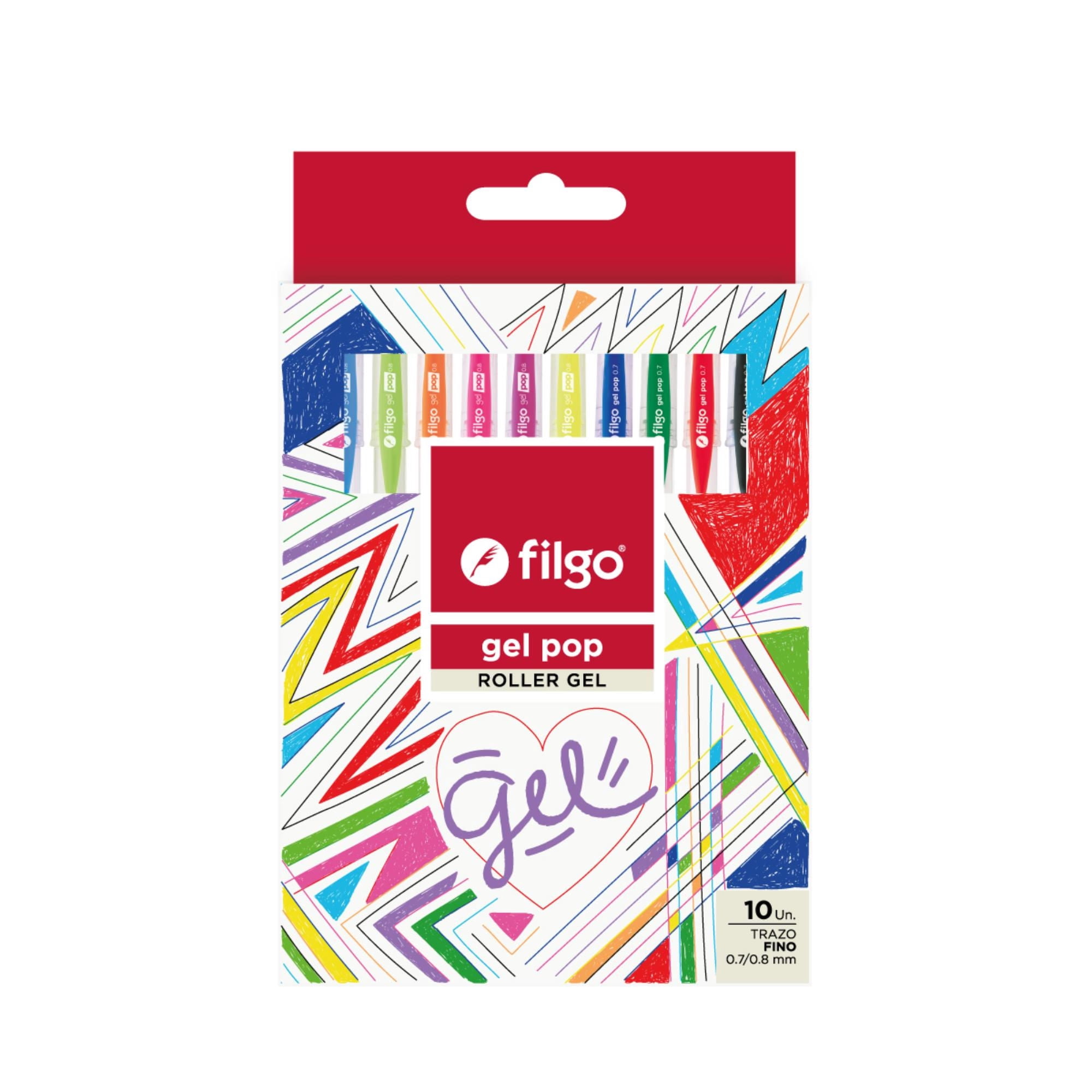 Set De 10 Roller Gel Pop Trazo Fino Filgo