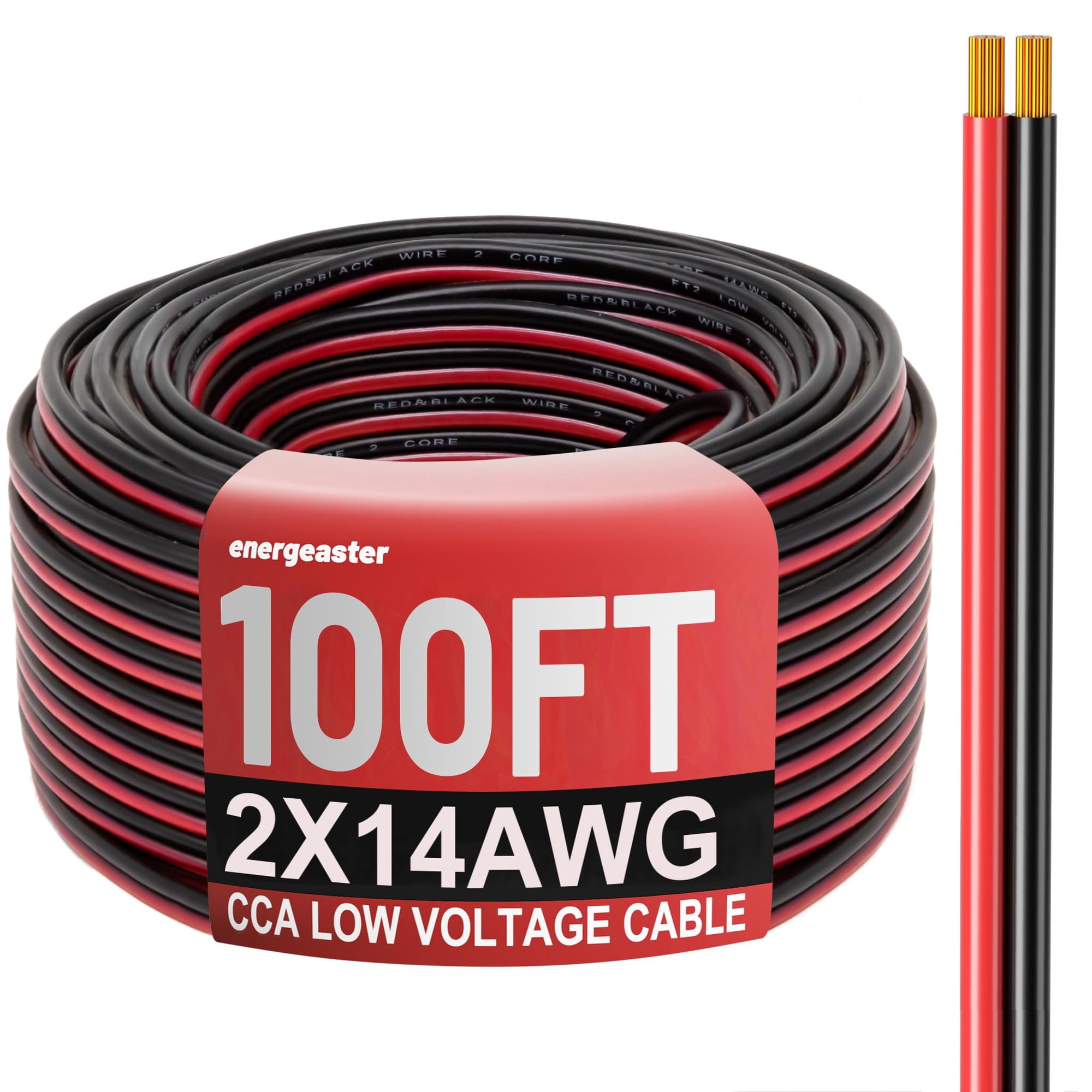 Cable Eléctrico Energeaster 14 Awg 100 Pies 2 Conductores Rojo Negro