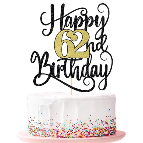 Decoración De Tarta Ruscalin Para Fiesta De Cumpleaños Número 62 De Ruscalin