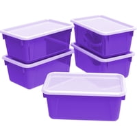 Contenedores De Almacenamiento De Plástico Storex Cubby Bins Morados, Paquete De 5