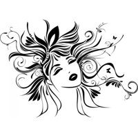 Rienda Libre Graphics - Decomural Floral Hair Beauty Princess Ws-17971