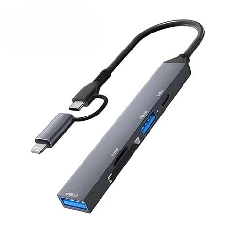 Hub Multipuerto Usb-c Para Lightning Lector Sd Usb 3.0
