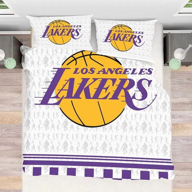 NBA Los Angeles Lakers Quilt Duvet Cover Set Bed Linen Queen Bedding3-Piece Bedding Set