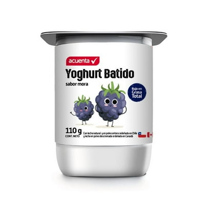 Yoghurt Batido Sabor Mora Pote 110 G Acuenta