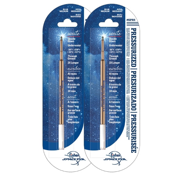 Recarga de bolígrafo Fisher Space Pen 2 unidades, punta media, azul