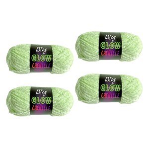 Magideal - 4 Piezas De Hilo Luminoso Que En La Oscuridad, 4 Mm, 70 M Por Rollo, Hilo De Chenilla Brillante Creativo Para Tejer A Mano, Juguetes De Crochet Verde