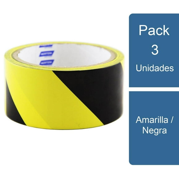 Pack 3 Cinta para demarcar piso 48mm x 14mts Amarilla / Negra