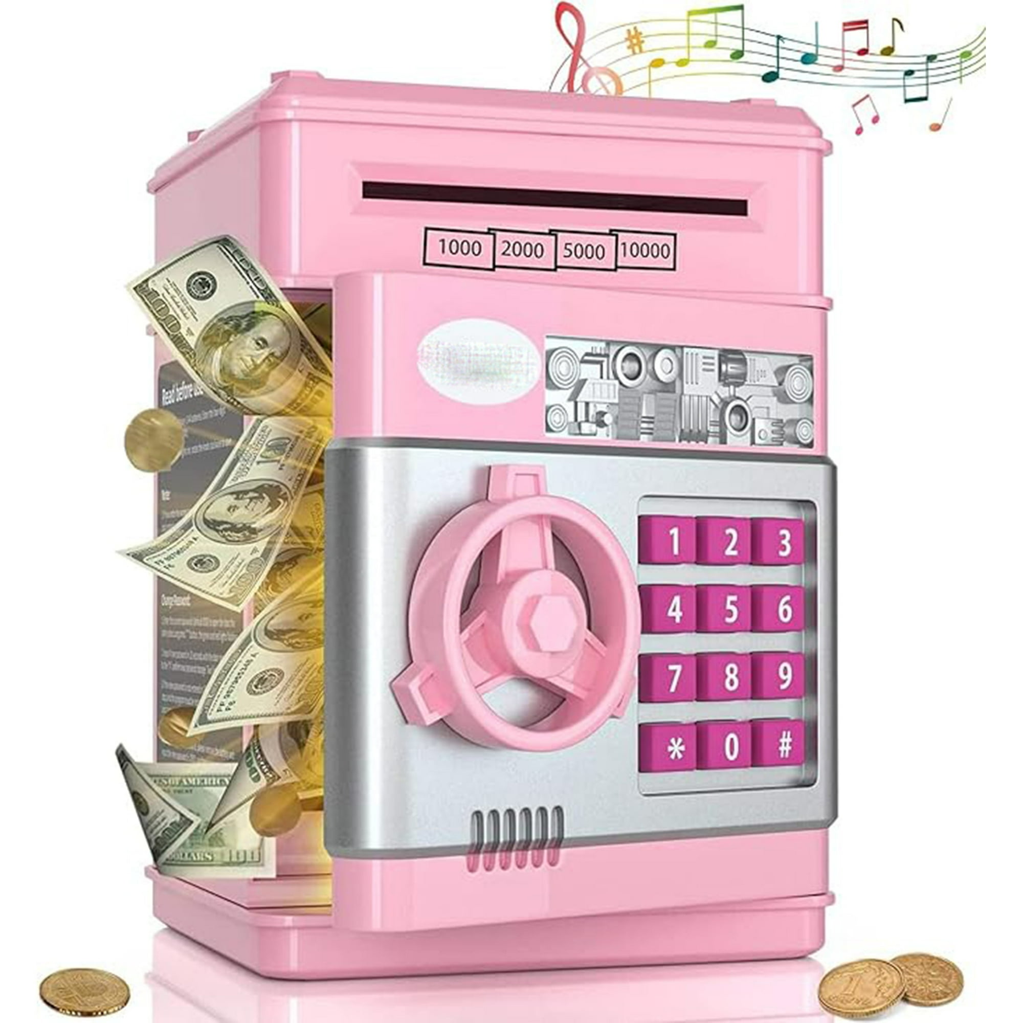 Veat00l - Alcancía Para, Banco De Dinero Con Contraseña/lindo Mini Cajero Automático, Caja De Seguridad Para Dinero En Efectivo, Gran Y Práctico Regalo De Cumpleaños Para Niños Y Niñas