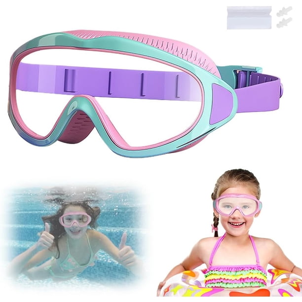 Gafas natación HD 2026 montura grande impermeable antivaho visión amplia niños