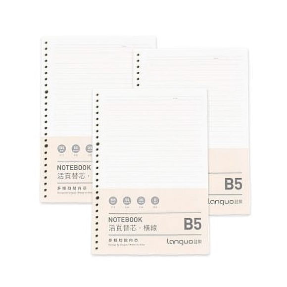 Pack 3 Repuestos Hojas Anilladas Tipo Binder B5 Diseño Líneas
