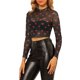 thumbnail image 4 of INSPIRE CHIC Blusa de San Valentín para Mujer, Top Corto de Malla Semitransparente con Manga Larga y Cuello Redondo, Talla S, Negro, 4 of 8
