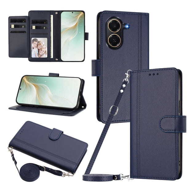 Funda Billetera Delgada para Honor X7E, Cuero Sintético, Azul