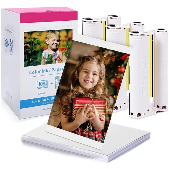 Kit de papel fotográfico y tinta MarkDomain KP-108IN, 108 hojas de 4 x 6 pulgadas