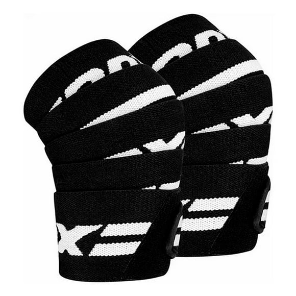 Vendas De Rodilla Par - Wrap De Levantamiento Soporte - Negras - Wah-k2b