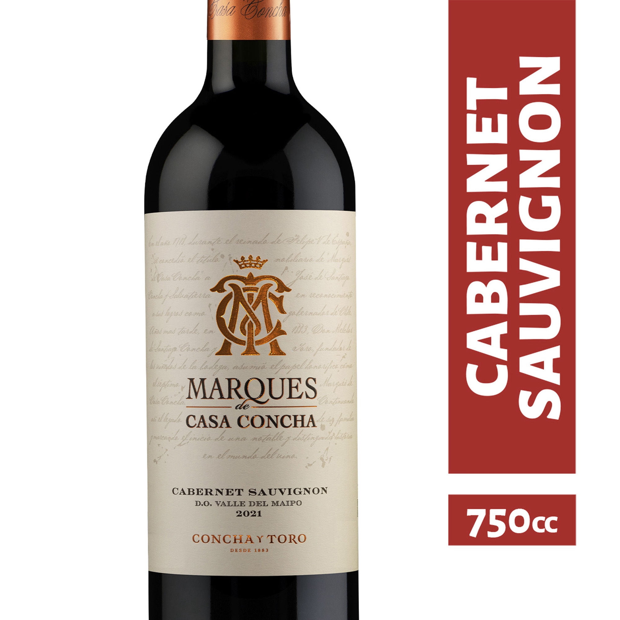 Vino Tinto Cabernet Sauvignon 14.5° Botella 700 ml Marques De Casa Concha