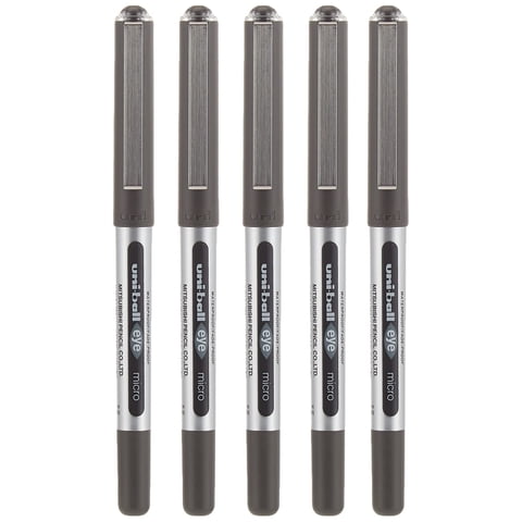 Uni-Ball - Bolígrafos Rollerball Eye Micro Ub-150 Negros (Paquete De 5)