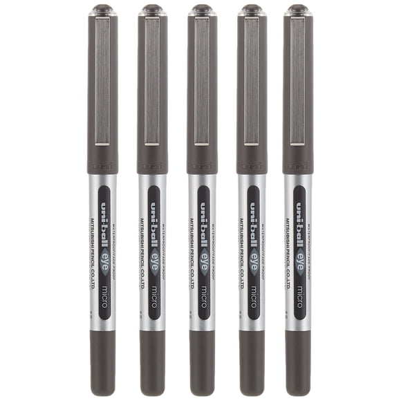 Bolígrafos Rollerball Eye Micro UB-150 negros (paquete de 5)