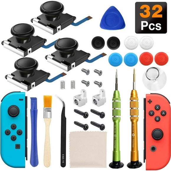 Joycons Joystick Replacement 4-Pack, Kit De Reparación Para Arreglar La Deriva Del Mando De Juego De Switch, Switch Lite, Switch OLED - 32 En 1-32 en 1