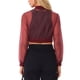 thumbnail image 3 of Chaqueta Bomber Crop INSPIRE CHIC para Mujer de Malla Transparente Ligera con Mangas Largas M Burdeos, 3 of 6