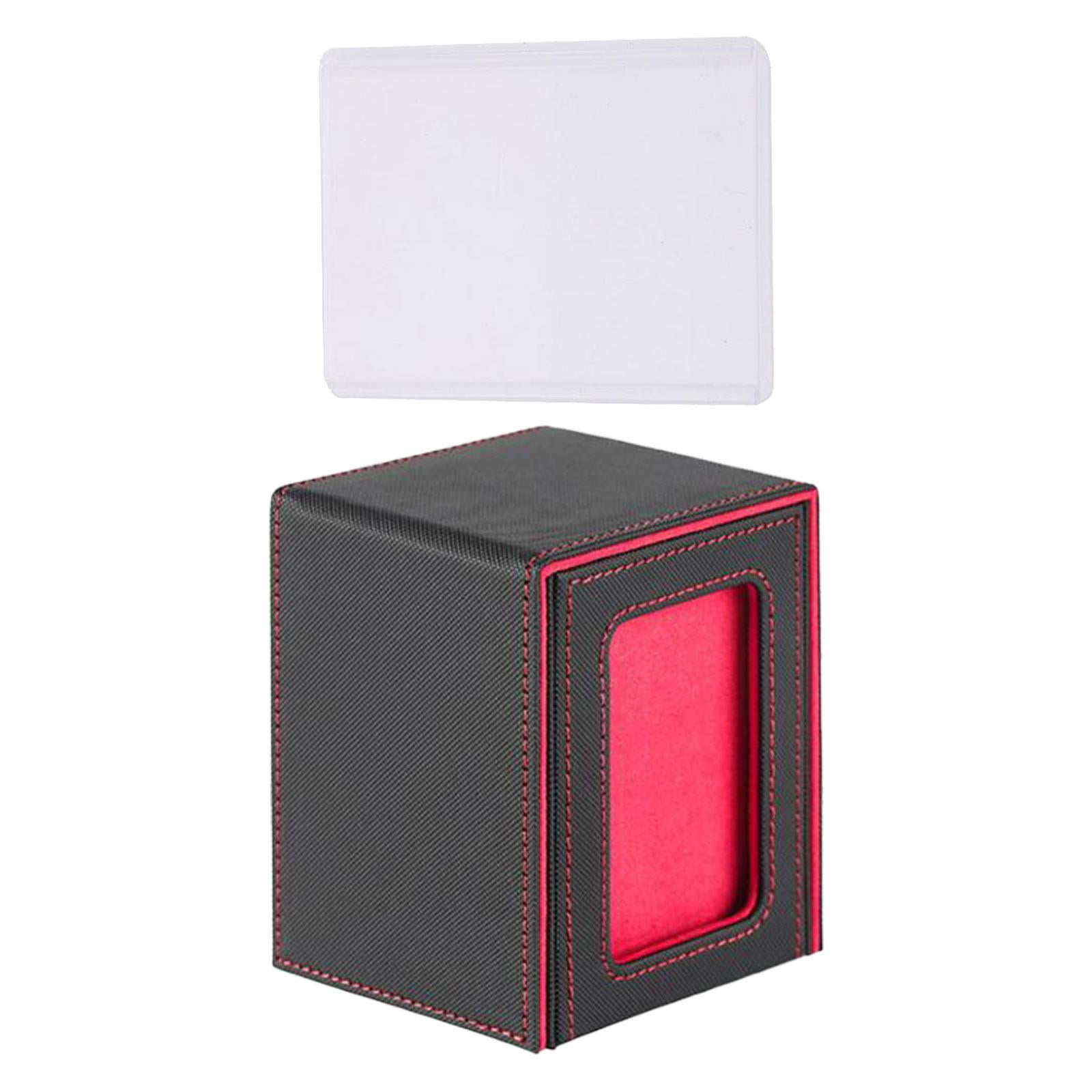 Magideal - Caja Para Barajas De Cartas Coleccionables, Estuche Para Guardar Barajas, Álbum De Exhibición, Organizador De Cartas Portátil De Fácil Acceso, Estuche Para Barajas De Cartas Forro Rojo