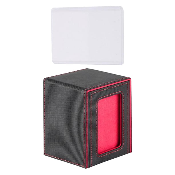 Caja para barajas de cartas coleccionables, estuche para guardar barajas, álbum de exhibición, organizador de cartas portátil de fácil acceso, estuche para barajas de cartas Forro rojo